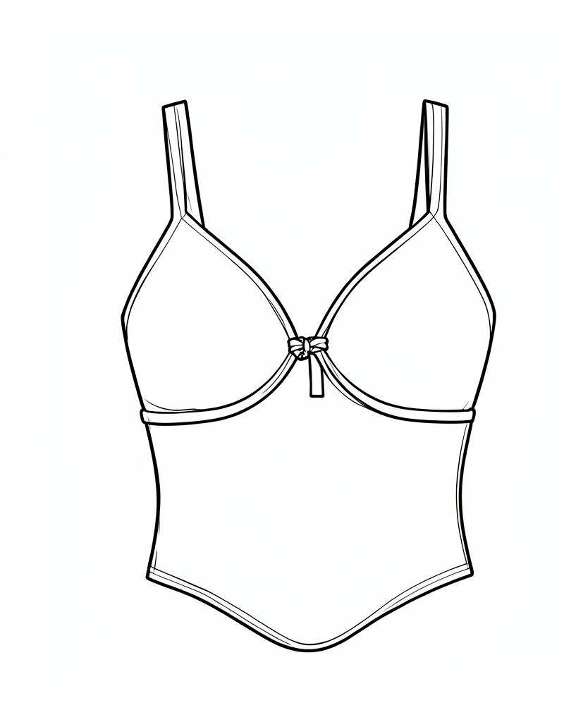 Flat sketch of the Sofia underwire bikini top, front and back view — front view